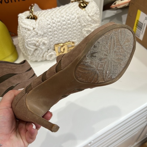 Nine West Faux Suede Peep Toe Booties - Picture 7 of 15